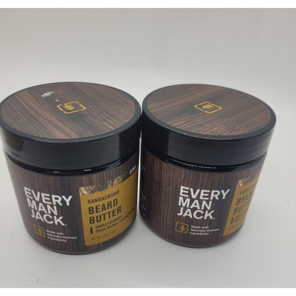 Every Man Jack Sandalwood Beard Butter Shea Cocoa Butter 4.0 Oz ea Paraben-Free